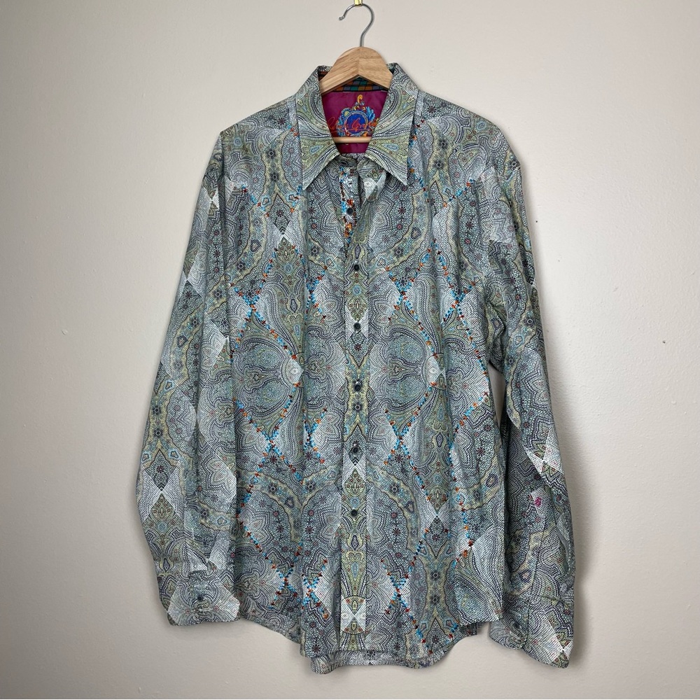 Robert Graham printed embroidered long sleeve button up men’s size XL